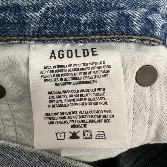 AGOLDE Mid Rise Relaxed Boot Cut Jeans in Curio Light Denim Organic Cotton 26 - Picture 11 of 14